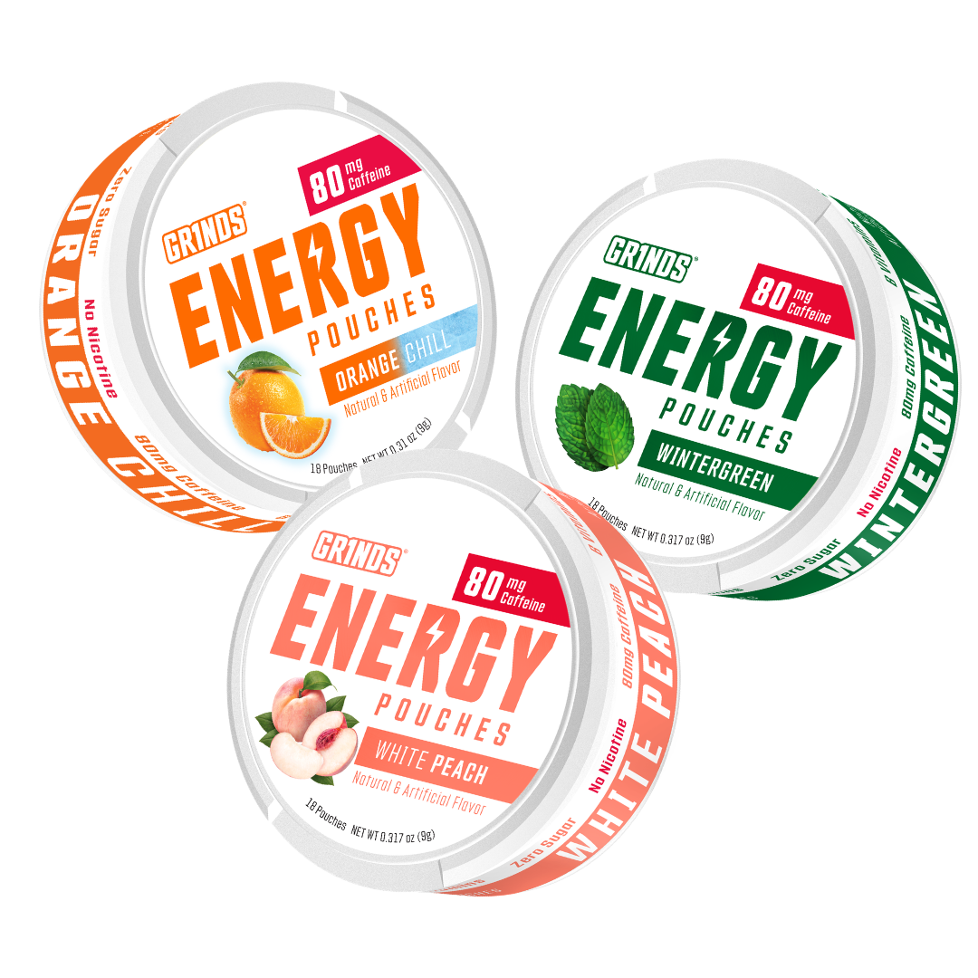 3 Pack Energy Sampler – Grinds Coffee Pouches